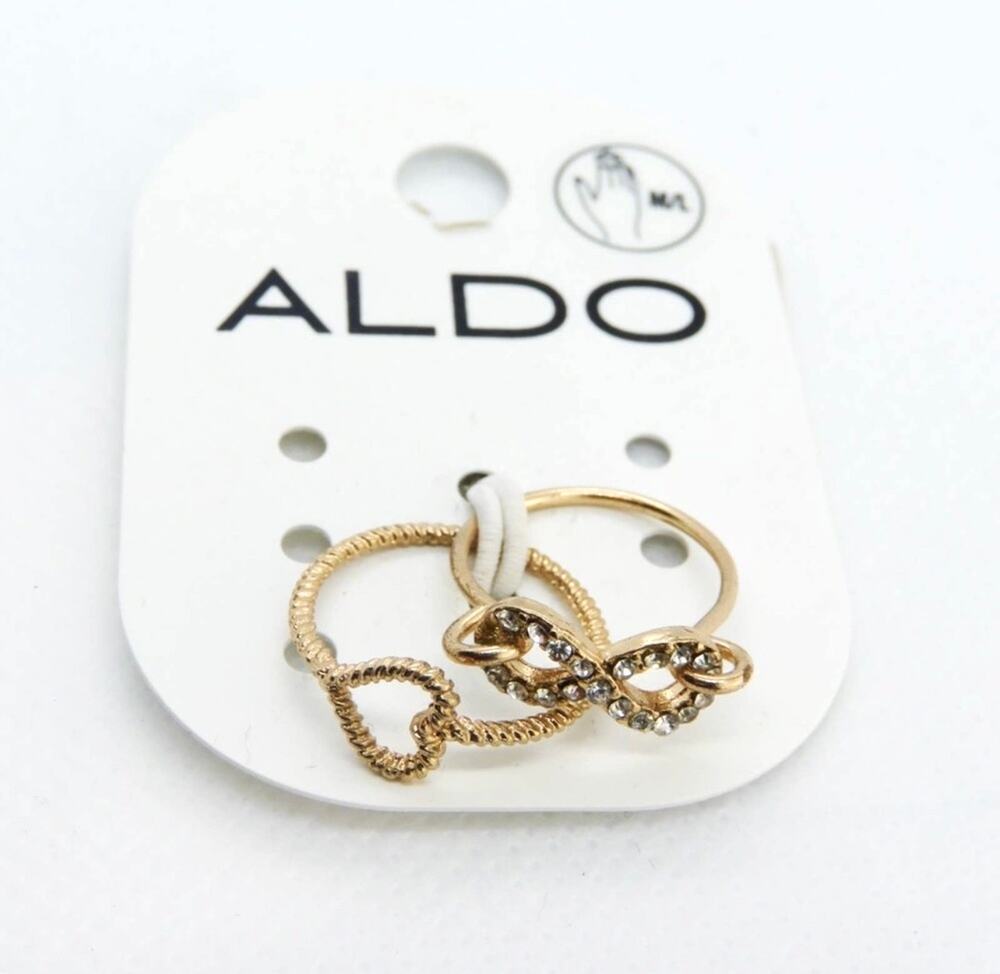 Aldo Gold Rings - Infinity and Heart Stackable Minimalist Cute Rings